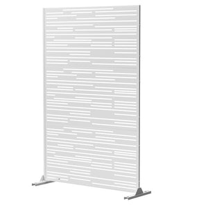 HomeRoots 72" White Steel Three-Panel Room Divider - Modern Privacy Screen with Translucent Design & Flexibility 562877