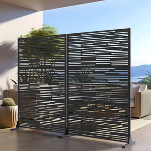 HomeRoots 72" Black Steel Three-Panel Room Divider Screen - Modern, Durable & Stylish Privacy Solution for Any Space 562879