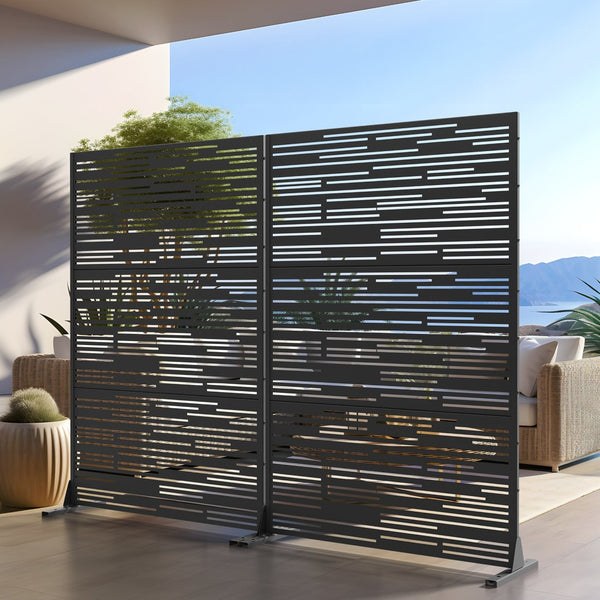 HomeRoots 72" Black Steel Three-Panel Room Divider Screen - Modern, Durable & Stylish Privacy Solution for Any Space 562879