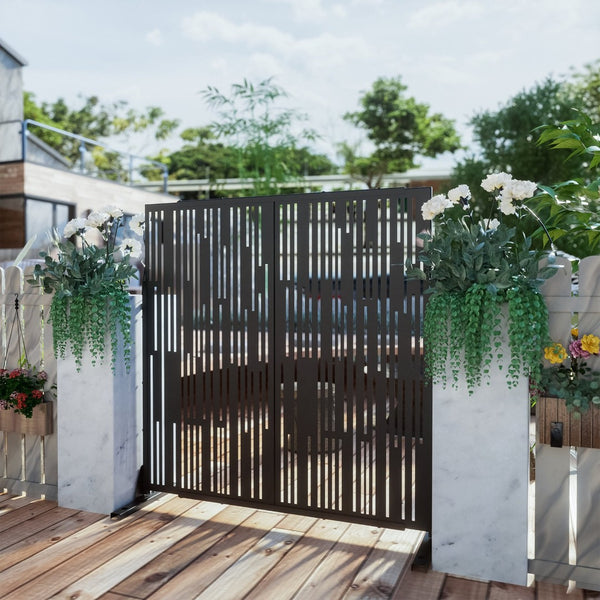 HomeRoots 72" Black Steel Three-Panel Room Divider Screen - Modern, Durable & Stylish Privacy Solution for Any Space 562879