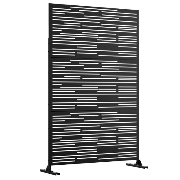 HomeRoots 72" Black Steel Three-Panel Room Divider Screen - Modern, Durable & Stylish Privacy Solution for Any Space 562879