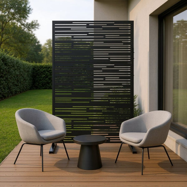 HomeRoots 72" Black Steel Three-Panel Room Divider Screen - Modern, Durable & Stylish Privacy Solution for Any Space 562879