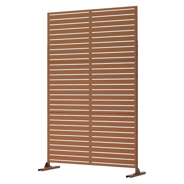 HomeRoots 72" Brown Steel Three Panel Room Divider - Stylish Privacy Screen, Modern Design for Home & Office 562881