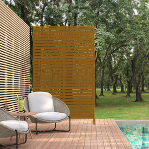 HomeRoots 72" Brown Steel Three Panel Room Divider - Stylish Privacy Screen, Modern Design for Home & Office 562881