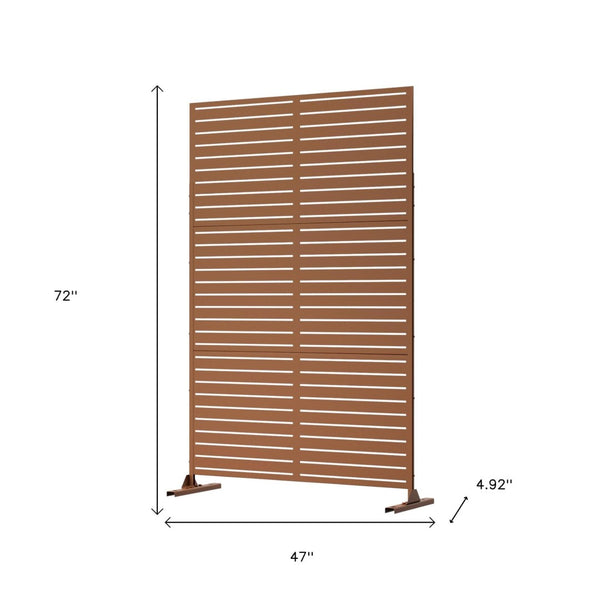 HomeRoots 72" Brown Steel Three Panel Room Divider - Stylish Privacy Screen, Modern Design for Home & Office 562881