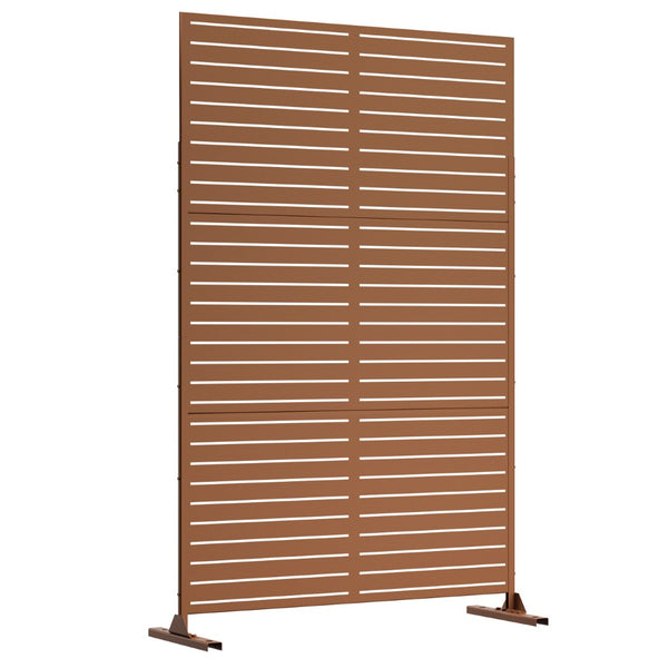 HomeRoots 72" Brown Steel Three Panel Room Divider - Stylish Privacy Screen, Modern Design for Home & Office 562881