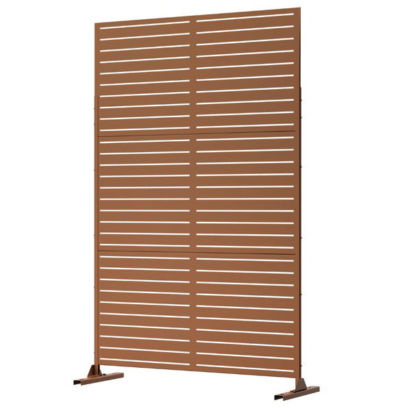 HomeRoots 72" Brown Steel Three Panel Room Divider - Stylish Privacy Screen, Modern Design for Home & Office 562881