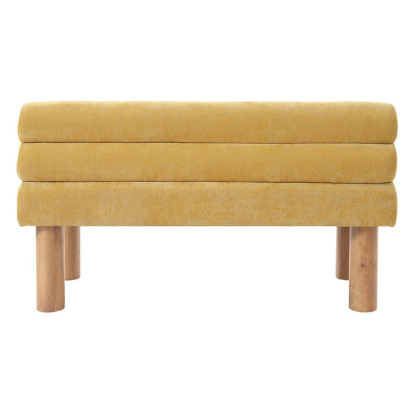 English Elm Upholstered Dining and Entryway Bench with Rubberwood Legs Padded Seat 300 Lb Capacity Natural,Yellow N779P371712Y