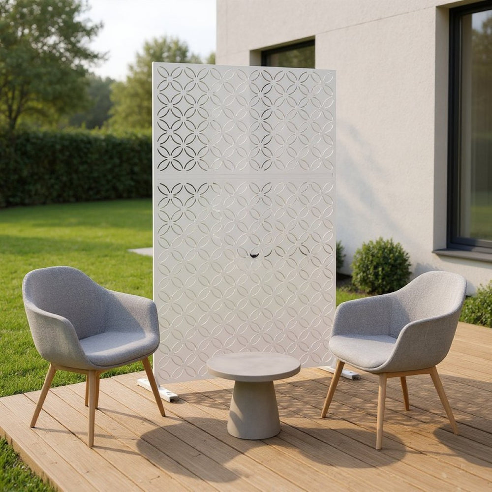 HomeRoots 72" Modern White Steel Three-Panel Room Divider - Stylish Privacy Screen for Indoor & Outdoor Spaces 562884