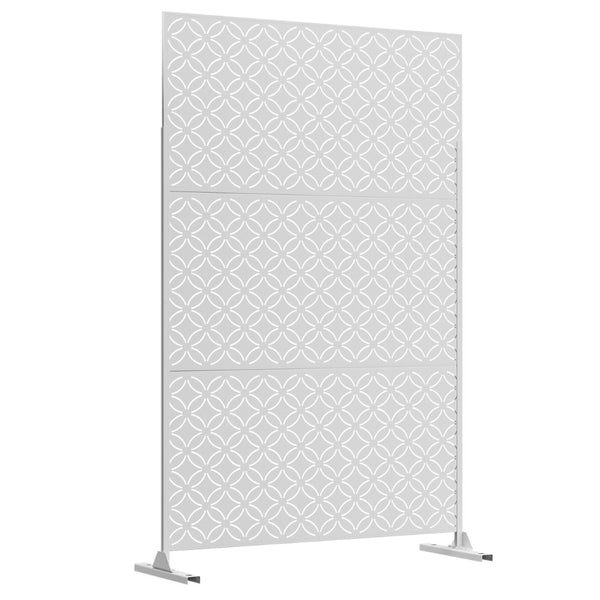 HomeRoots 72" Modern White Steel Three-Panel Room Divider - Stylish Privacy Screen for Indoor & Outdoor Spaces 562884