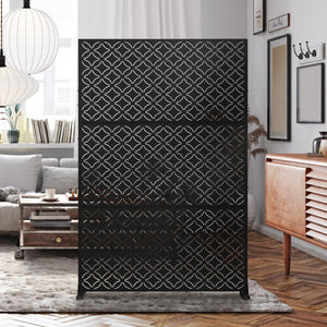 HomeRoots 72" Black Steel Three-Panel Divider Screen for Modern Privacy, Stylish Space Definition & Durability 562885