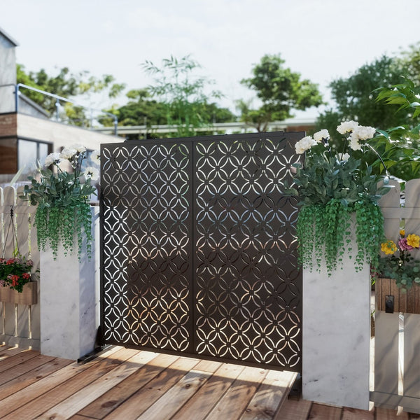 HomeRoots 72" Black Steel Three-Panel Divider Screen for Modern Privacy, Stylish Space Definition & Durability 562885