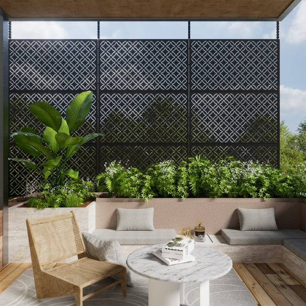 HomeRoots 72" Black Steel Three-Panel Divider Screen for Modern Privacy, Stylish Space Definition & Durability 562885