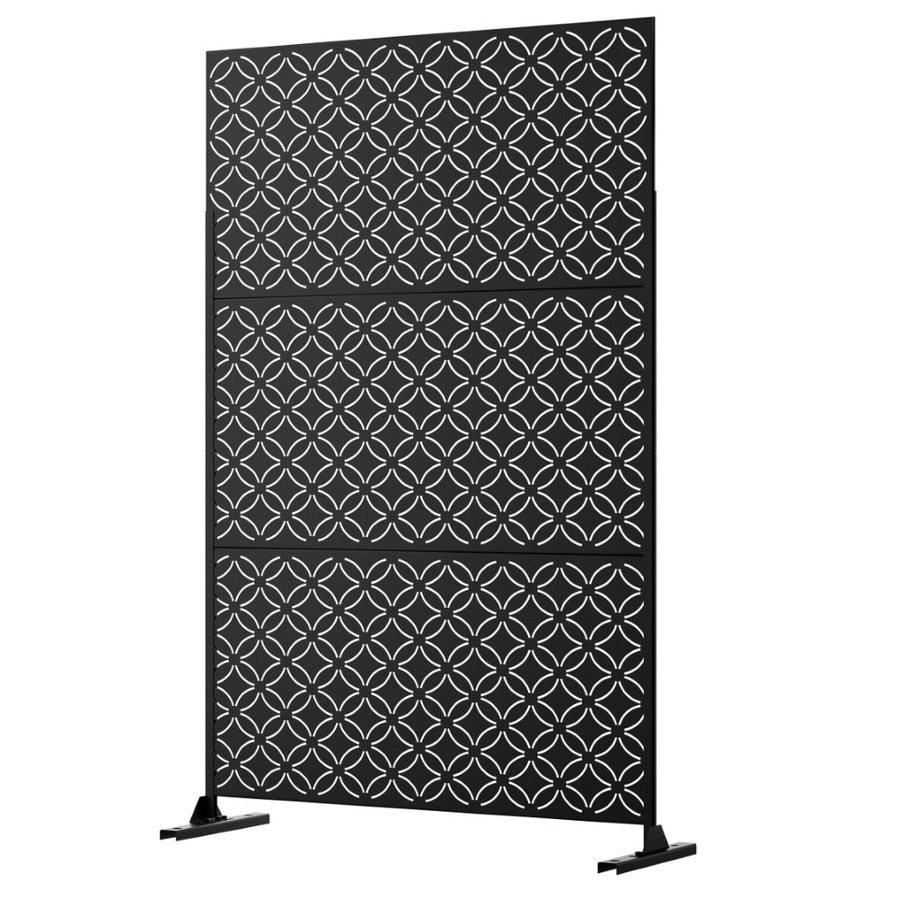 HomeRoots 72" Black Steel Three-Panel Divider Screen for Modern Privacy, Stylish Space Definition & Durability 562885