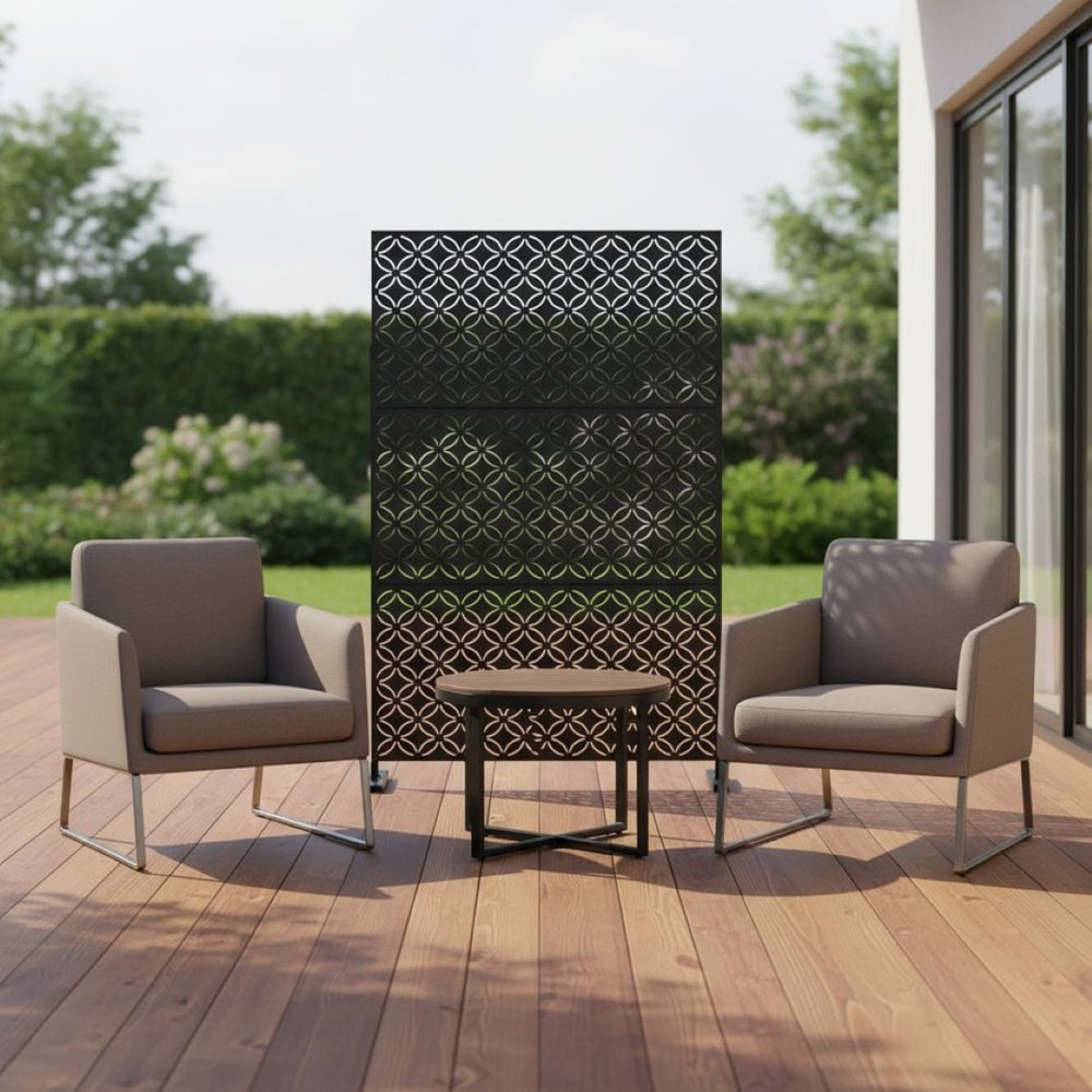 HomeRoots 72" Black Steel Three-Panel Divider Screen for Modern Privacy, Stylish Space Definition & Durability 562885