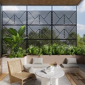 HomeRoots 72" Black Steel Three-Panel Room Divider - Modern Privacy Screen for Stylish Indoor & Outdoor Spaces 562886
