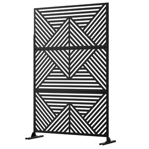 HomeRoots 72" Black Steel Three-Panel Room Divider - Modern Privacy Screen for Stylish Indoor & Outdoor Spaces 562886