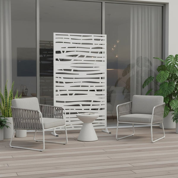 HomeRoots 72" White Steel Three-Panel Room Divider – Modern Privacy Screen for Versatile Indoor & Outdoor Use 562887