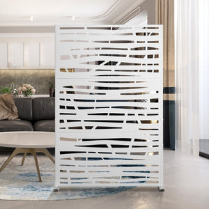 HomeRoots 72" White Steel Three-Panel Room Divider – Modern Privacy Screen for Versatile Indoor & Outdoor Use 562887