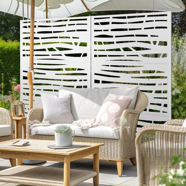 HomeRoots 72" White Steel Three-Panel Room Divider – Modern Privacy Screen for Versatile Indoor & Outdoor Use 562887