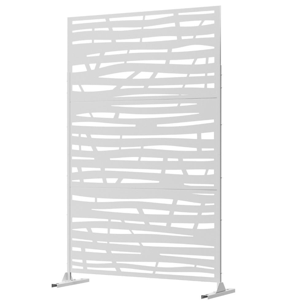 HomeRoots 72" White Steel Three-Panel Room Divider – Modern Privacy Screen for Versatile Indoor & Outdoor Use 562887