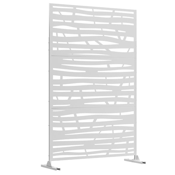 HomeRoots 72" White Steel Three-Panel Room Divider – Modern Privacy Screen for Versatile Indoor & Outdoor Use 562887