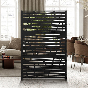 HomeRoots 72" Black Steel Three-Panel Room Divider Screen - Stylish, Versatile Privacy Solution for Any Space 562888