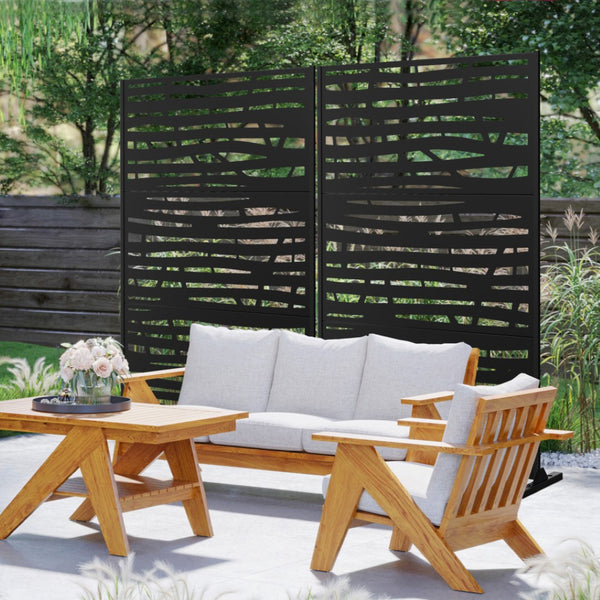 HomeRoots 72" Black Steel Three-Panel Room Divider Screen - Stylish, Versatile Privacy Solution for Any Space 562888