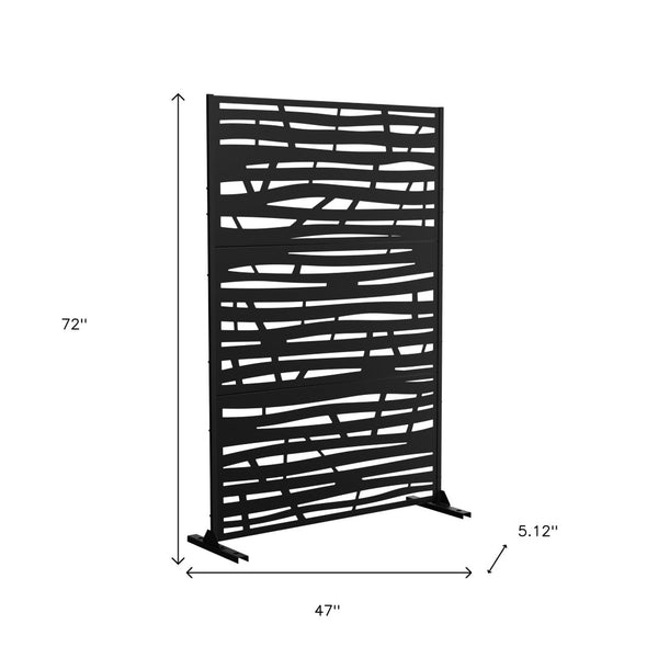 HomeRoots 72" Black Steel Three-Panel Room Divider Screen - Stylish, Versatile Privacy Solution for Any Space 562888