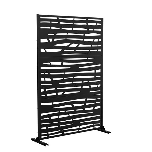 HomeRoots 72" Black Steel Three-Panel Room Divider Screen - Stylish, Versatile Privacy Solution for Any Space 562888