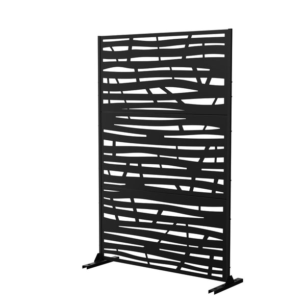 HomeRoots 72" Black Steel Three-Panel Room Divider Screen - Stylish, Versatile Privacy Solution for Any Space 562888