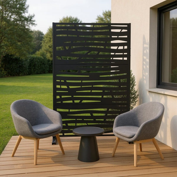 HomeRoots 72" Black Steel Three-Panel Room Divider Screen - Stylish, Versatile Privacy Solution for Any Space 562888