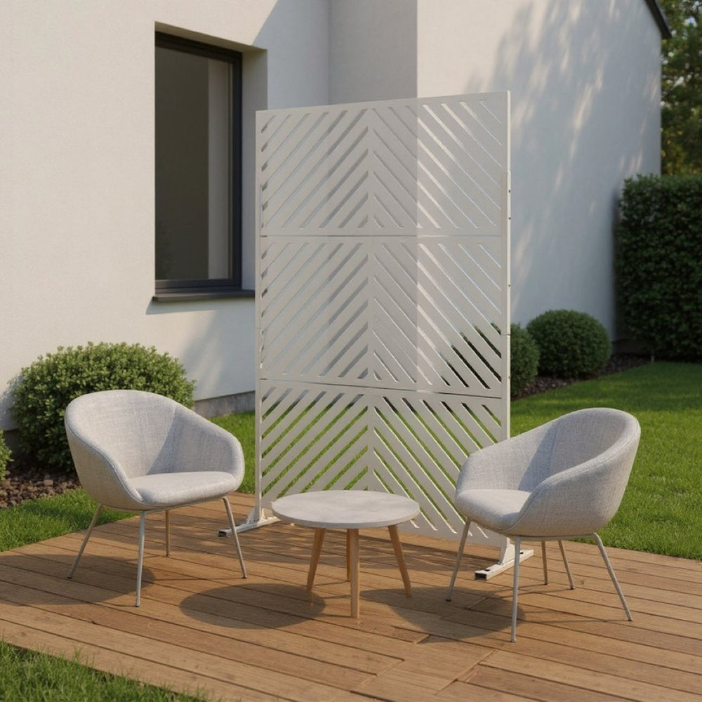 HomeRoots 72" White Steel Three-Panel Folding Screen Divider - Contemporary Privacy with Modern Style & Flexibility 562889