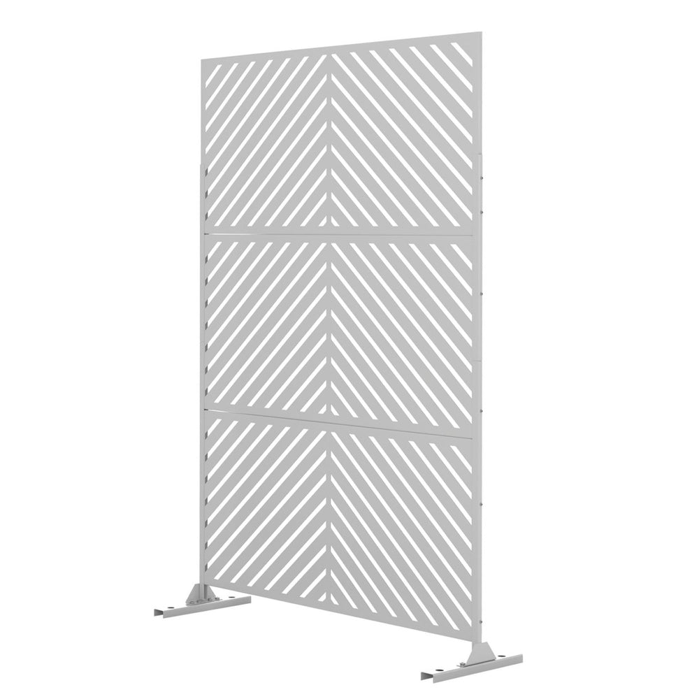 HomeRoots 72" White Steel Three-Panel Folding Screen Divider - Contemporary Privacy with Modern Style & Flexibility 562889