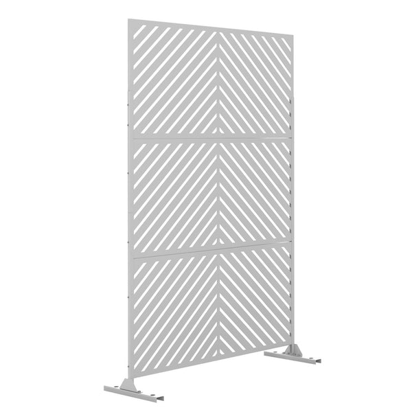 HomeRoots 72" White Steel Three-Panel Folding Screen Divider - Contemporary Privacy with Modern Style & Flexibility 562889