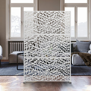 HomeRoots 72" White Steel Three-Panel Screen Divider - Modern Privacy Solution for Stylish Room Layouts & Decor 562890