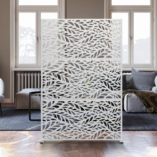 HomeRoots 72" White Steel Three-Panel Screen Divider - Modern Privacy Solution for Stylish Room Layouts & Decor 562890