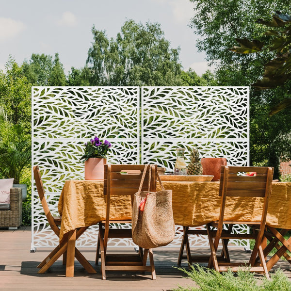 HomeRoots 72" White Steel Three-Panel Screen Divider - Modern Privacy Solution for Stylish Room Layouts & Decor 562890