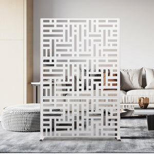 HomeRoots 72" Elegant Steel Three-Panel Room Divider - Modern Privacy Screen for Home & Events, White Finish 562891