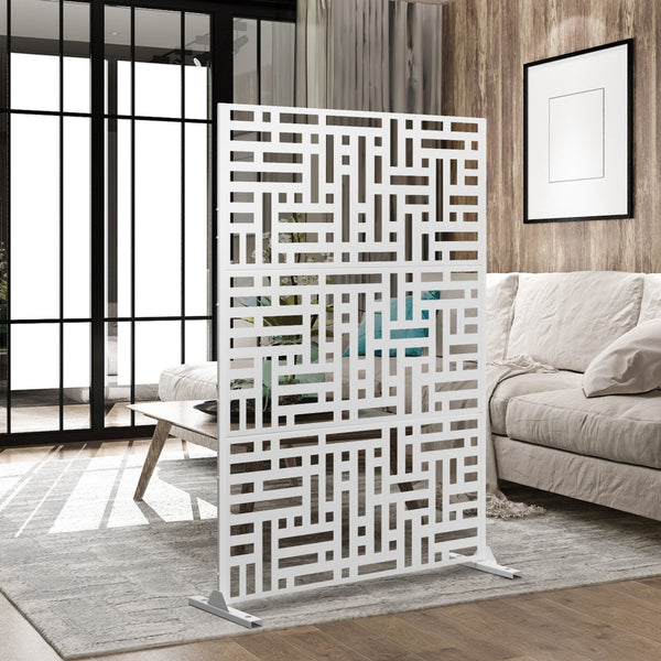 HomeRoots 72" Elegant Steel Three-Panel Room Divider - Modern Privacy Screen for Home & Events, White Finish 562891