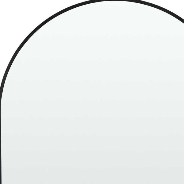 HomeRoots 39" Black Arched Metal Framed Mirror - Modern Elegance for Bathrooms, Entryways, and Living Spaces 562893