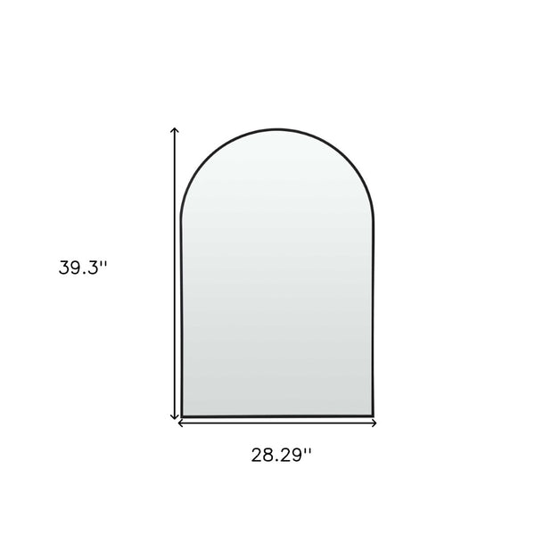 HomeRoots 39" Black Arched Metal Framed Mirror - Modern Elegance for Bathrooms, Entryways, and Living Spaces 562893
