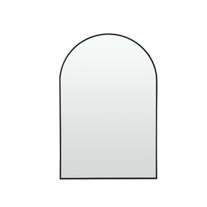 HomeRoots 39" Black Arched Metal Framed Mirror - Modern Elegance for Bathrooms, Entryways, and Living Spaces 562893