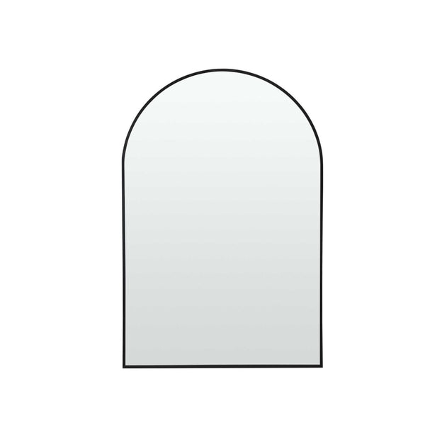 HomeRoots 39" Black Arched Metal Framed Mirror - Modern Elegance for Bathrooms, Entryways, and Living Spaces 562893