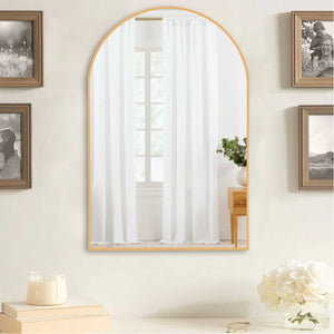 HomeRoots 39" Gold Arch Metal Framed Bathroom Vanity Mirror - Elegant Design, Durable Quality, Versatile Decor Accent 562894