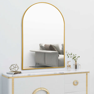HomeRoots 39" Gold Arch Metal Framed Bathroom Vanity Mirror - Elegant Design, Durable Quality, Versatile Decor Accent 562894