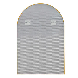 HomeRoots 39" Gold Arch Metal Framed Bathroom Vanity Mirror - Elegant Design, Durable Quality, Versatile Decor Accent 562894