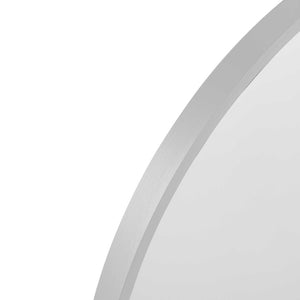 HomeRoots 39" Silver Arch Metal Framed Vanity Mirror – Elegant Design for Brightening Bathrooms & Entryways 562895