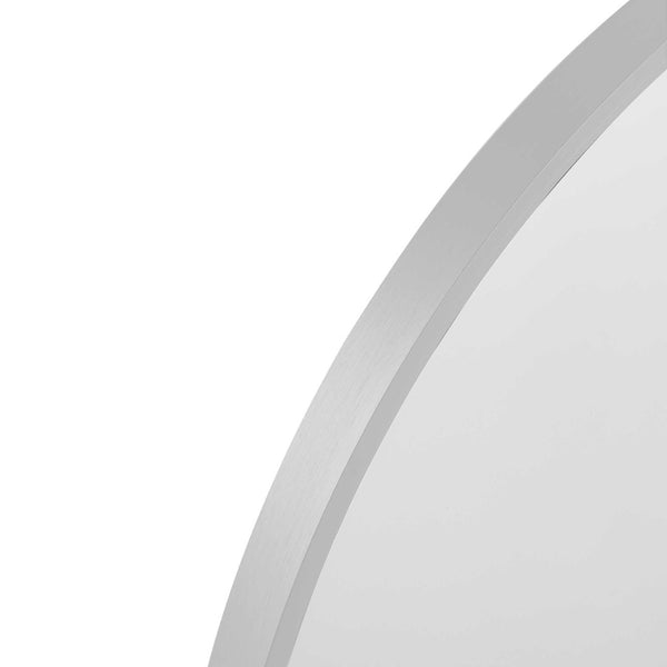 HomeRoots 39" Silver Arch Metal Framed Vanity Mirror – Elegant Design for Brightening Bathrooms & Entryways 562895