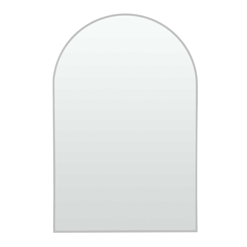 HomeRoots 39" Silver Arch Metal Framed Vanity Mirror – Elegant Design for Brightening Bathrooms & Entryways 562895